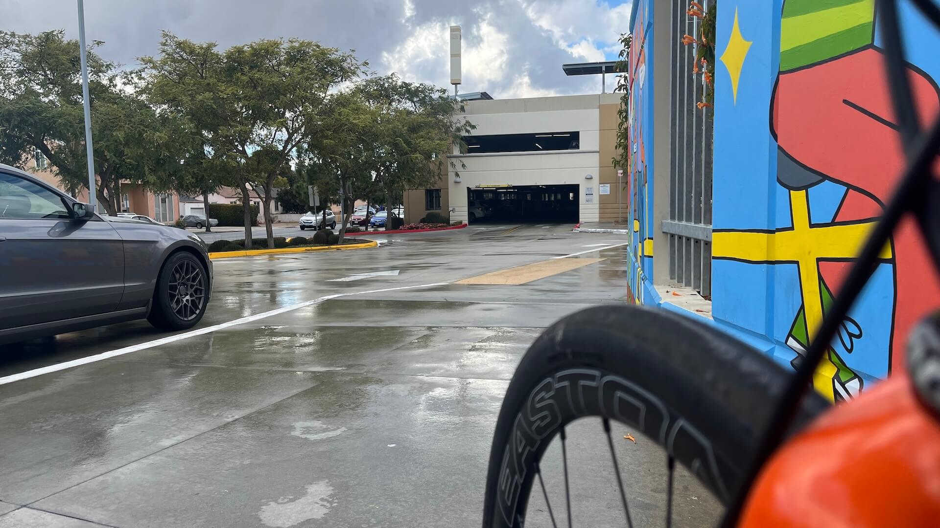 A rainy ride home from the gym. Sad face.