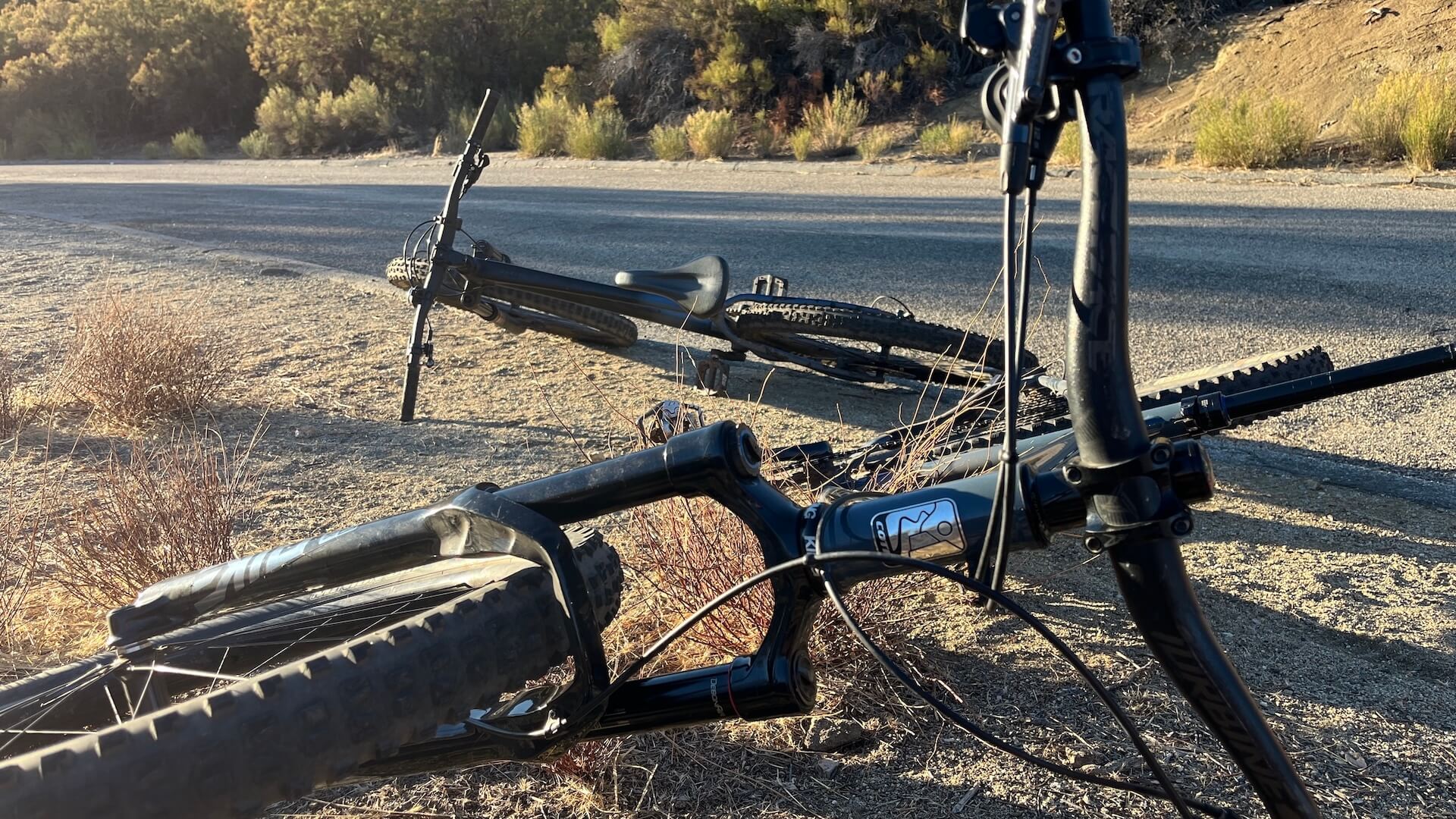 Bikes resting before the long slog down the mountain